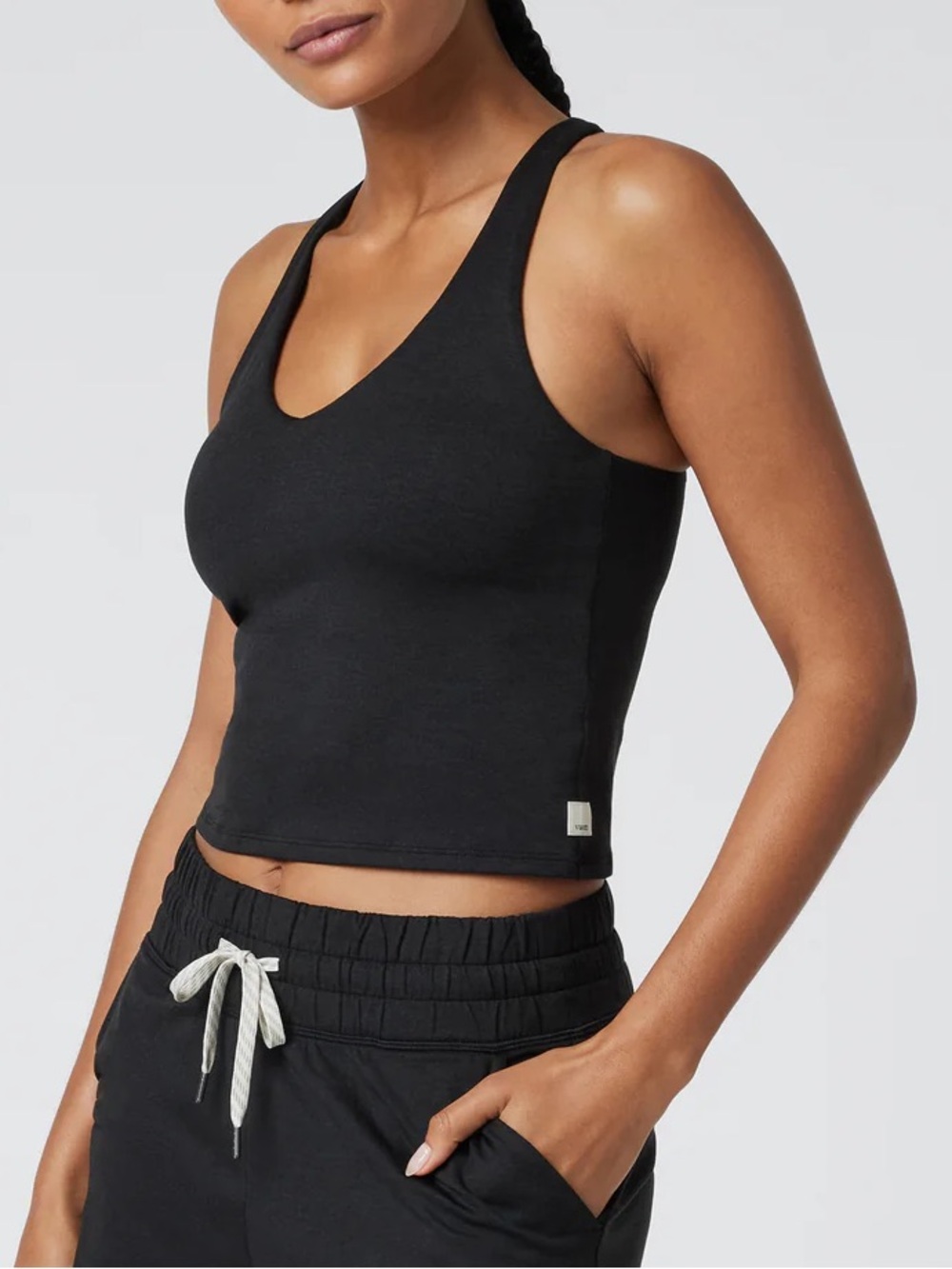 Vuori Halo Performance Black Racerback Crop Athletic Tank Top Women’s Size Small